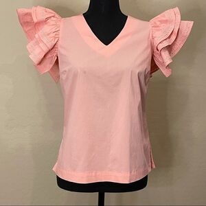 Moelleux Fluttler Lace Sleeve Top Peach